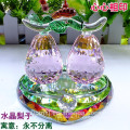 2015 colorful mini crystal double pear,all glass double pear model for decoration fruit model